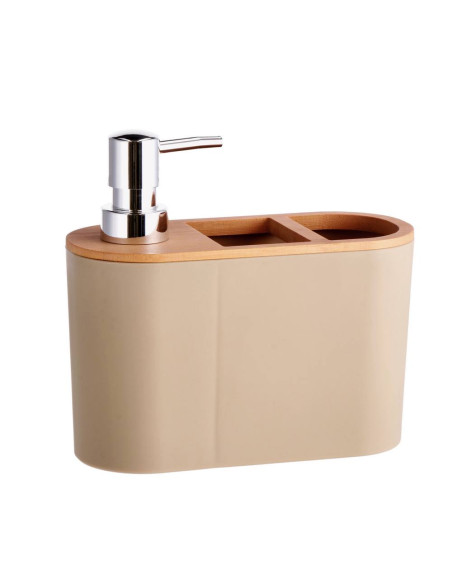 Dispenser 2 scomparti plastica e bambù 18x8cm h.17cm disponibile in 2 colori