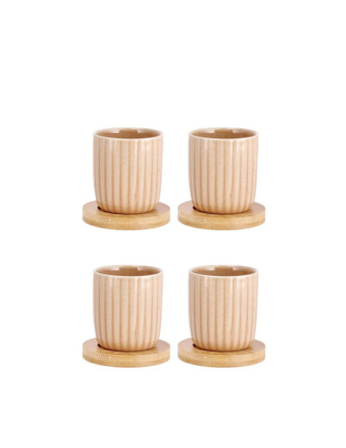 Set 4 bicchieri ceramica+bamboo DEL diam.6cm h.7cm
