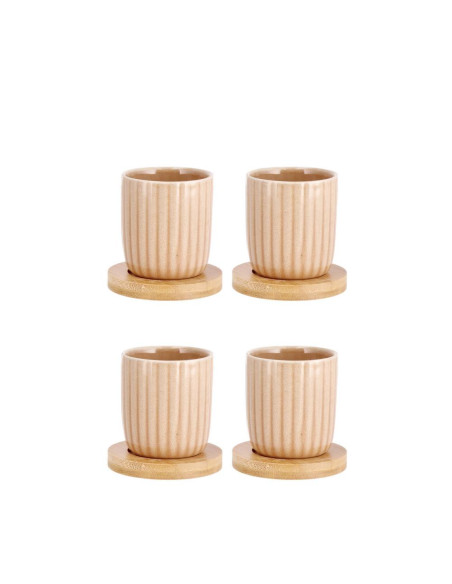 Set 4 bicchieri ceramica+bamboo DEL diam.6cm h.7cm