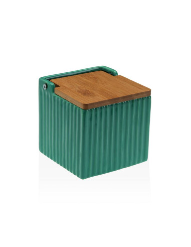 Saliera quadra verde strisce in ceramica con...