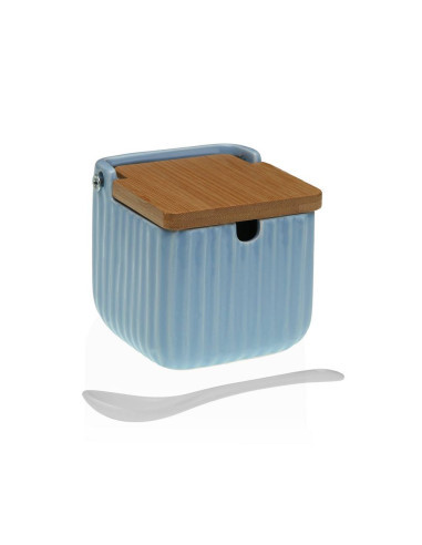 Zuccheriera blu in ceramica con coperchio in...