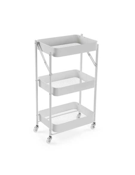 Carrello pieghevole in metallo bianco con ruote