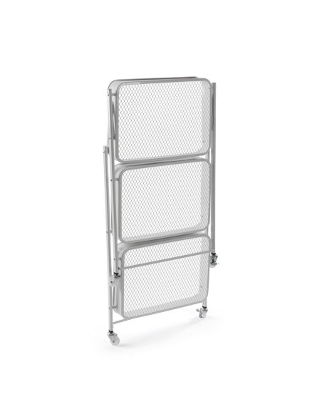 Carrello pieghevole in metallo bianco con ruote