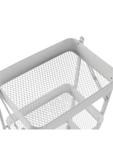 Carrello pieghevole in metallo bianco con ruote