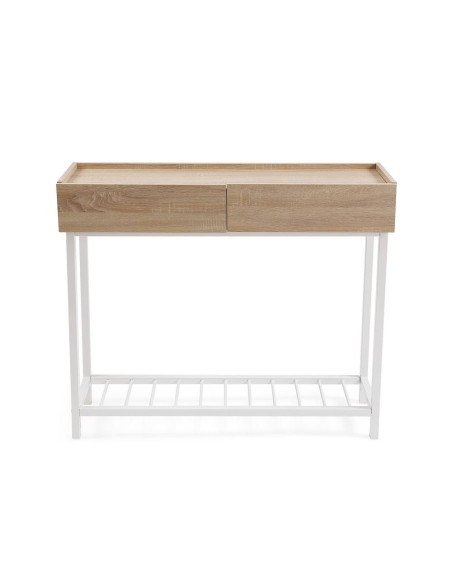 Consolle BORDO con 2 cassetti e struttura in metallo bianco