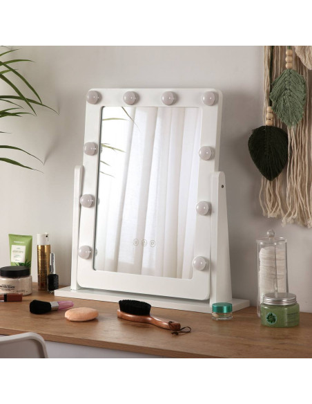 Specchio trucco Hollywood GLAM con 12 Luci LED e comandi Touch