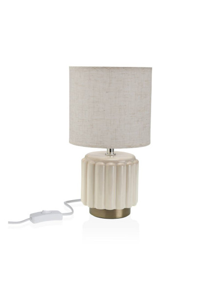 Lampada da Tavolo Mehara in Ceramica Bianca e Grigia