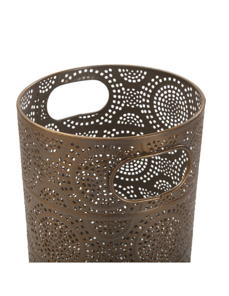 Portaombrelli cilindrico in metallo traforato bronzo con manici