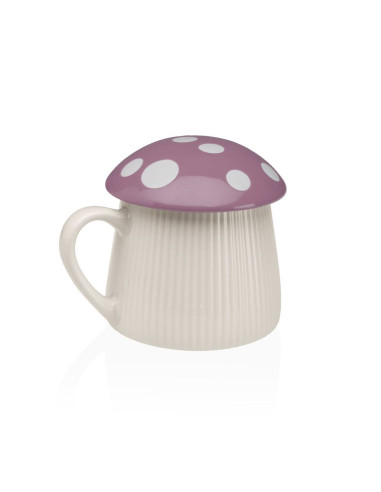 Tazza fungo in ceramica con coperchio Viola e...