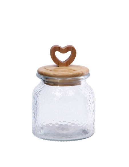 Barattolo REHER in vetro con coperchio in legno diam.11cm h.15,5cm