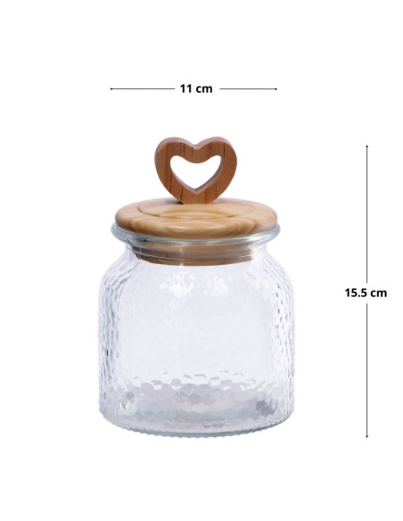 Barattolo REHER in vetro con coperchio in legno diam.11cm h.15,5cm