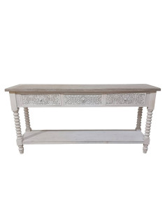 Consolle in Legno Shabby Chic 3 Cassetti e Ripiano -...