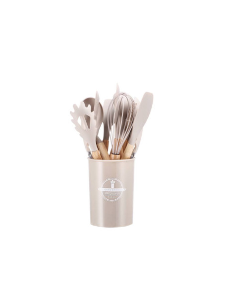 Set Utensili da Cucina 11 pz Antigraffio con Porta Utensili – 2 Colori