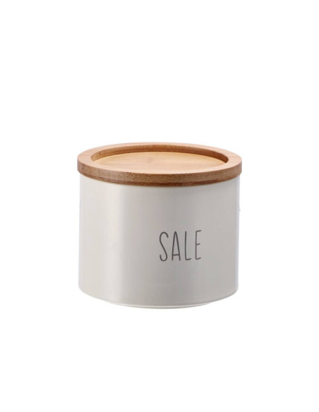 Set 3 Barattoli in latta e bambù SALE, ZUCCHERO e CAFFE' diam.11cm h.9,5cm