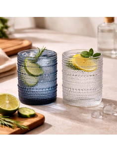 Bicchiere blu Bollè in vetro lavorato 2