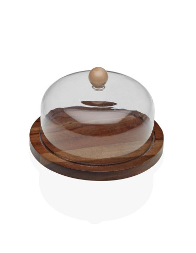 Formaggiera in acacia con coperchio trasparente