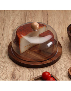 Formaggiera in acacia con coperchio trasparente 2