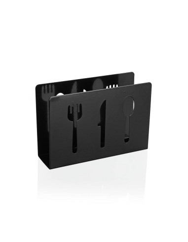 Portatovaglioli posate nero in metallo