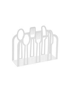 Portatovaglioli posate bianco in metallo