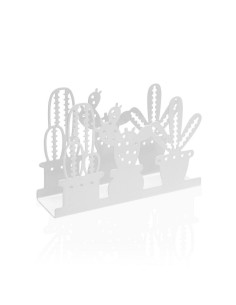 Portatovaglioli cactus bianco in metallo