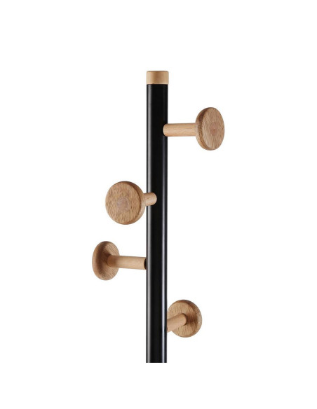 Appendiabiti nero con 8 ganci in legno - design moderno