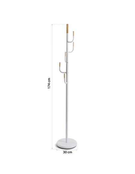 Appendiabiti bianco 5 ganci h.174cm - con ganci in legno design moderno