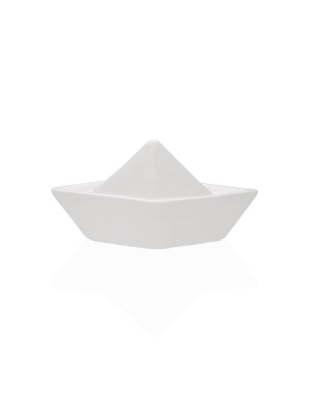 Decorazione Barca in Ceramica Bianca Design Origami