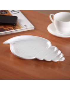 Decorazione Conchiglia in Ceramica Bianca Lucida 26cm 2