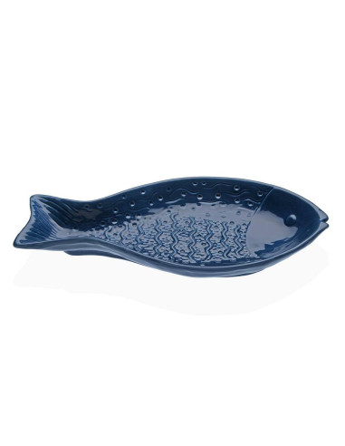 Decorazione Pesce in Ceramica Blu Navy Lucida 28cm