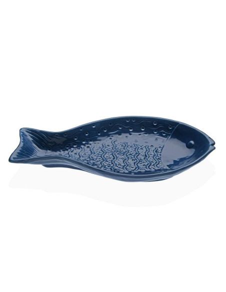 Decorazione Pesce in Ceramica Blu Navy Lucida 28cm