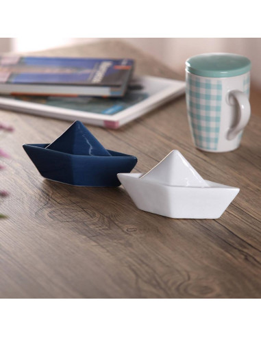 Decorazione Barca in Ceramica Blu Navy Design...