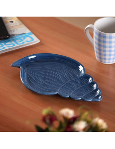 Decorazione Conchiglia in Ceramica Blu Navy Lucida 26cm 2