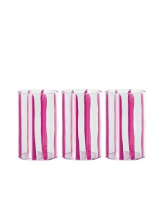 Set 3 Bicchieri 45cl in Vetro Borosilicato a Righe Colorate