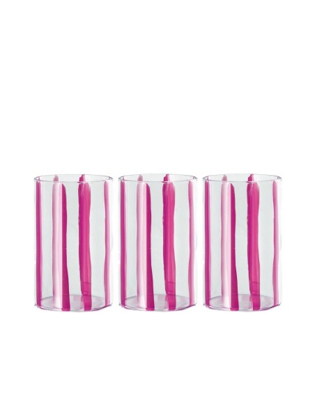 Set 3 Bicchieri 45cl in Vetro Borosilicato a Righe Colorate