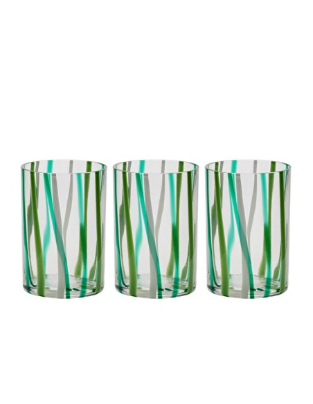 Set 3 Bicchieri 45cl in Vetro Borosilicato a Righe Colorate