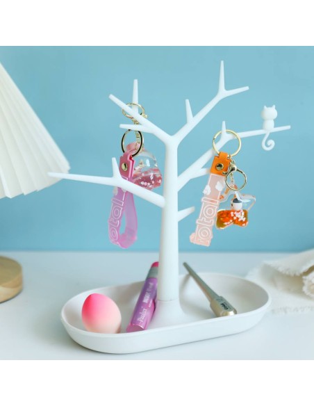 Porta gioielli albero della vita plastica bianco