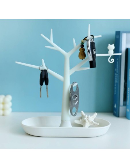 Porta gioielli albero della vita plastica bianco