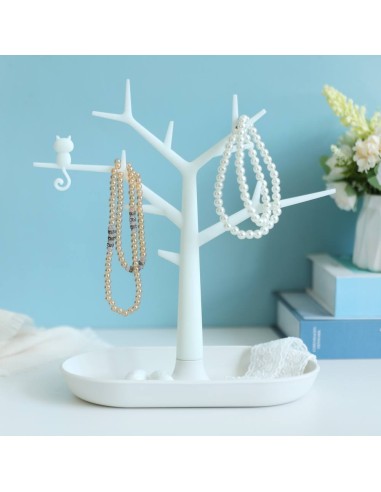 Porta gioielli albero della vita plastica bianco