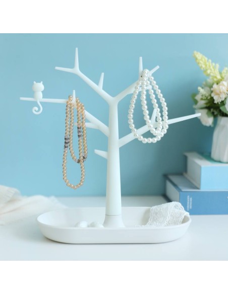Porta gioielli albero della vita plastica bianco