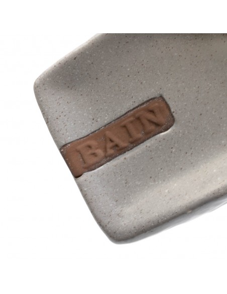 Portasaponetta in ceramica grigio effetto pietra