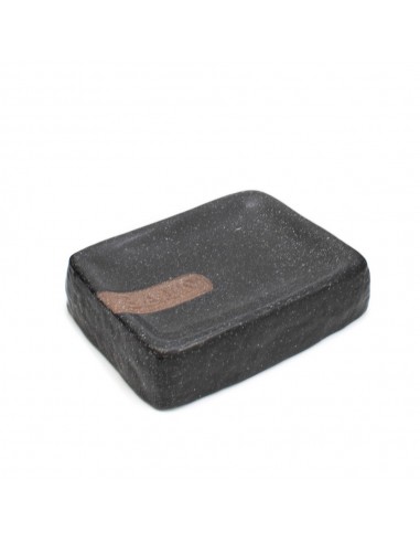 Portasaponetta in ceramica nero effetto pietra