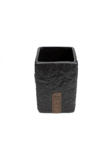 Portaspazzolino in ceramica nero effetto pietra
