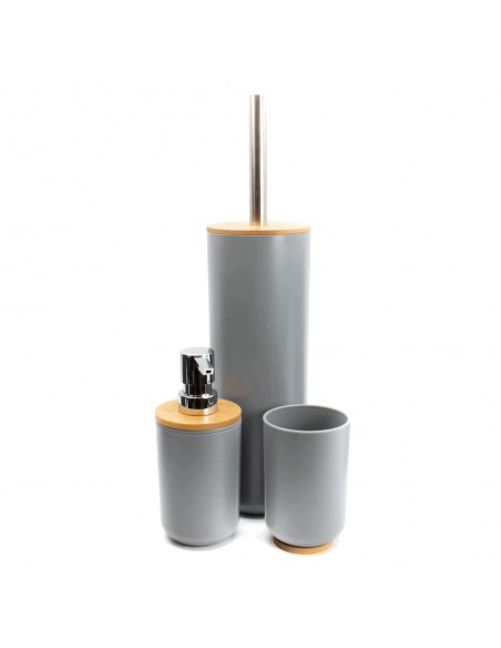 Set 3 pezzi da bagno in plastica grigio