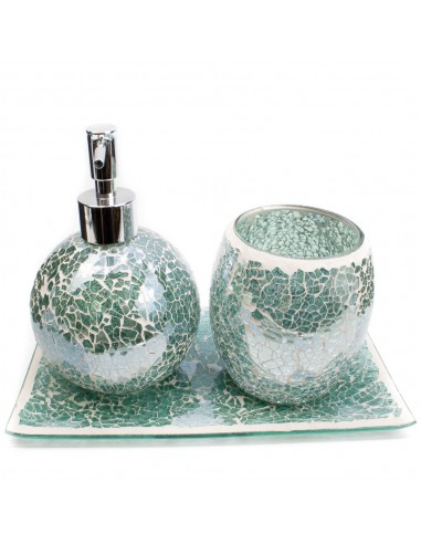 Portaspazzolini in vetro mosaico argento