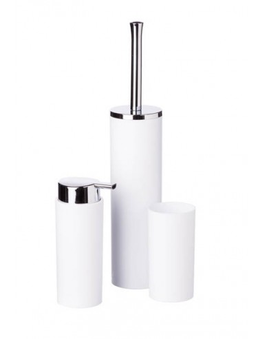 Set 3 pezzi bagno plastica Bianco e cromato