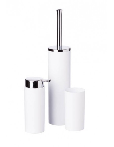 Set 3 pezzi bagno plastica Bianco e cromato