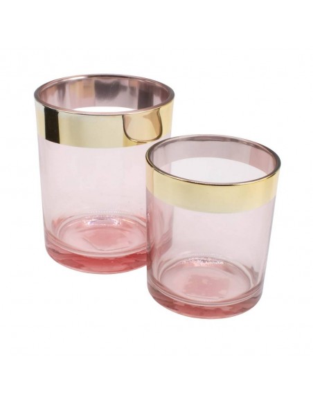 Vaso in vetro Rosa e oro Grande