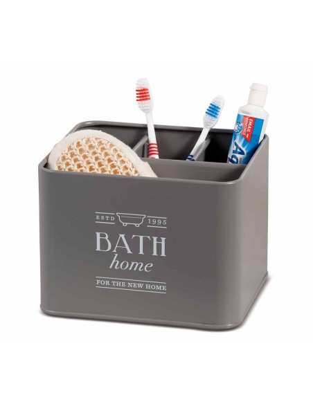 Contenitore Porta oggetti in Latta Grigio