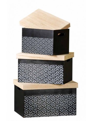 Scatola Geometrica nera con coperchio mis.M