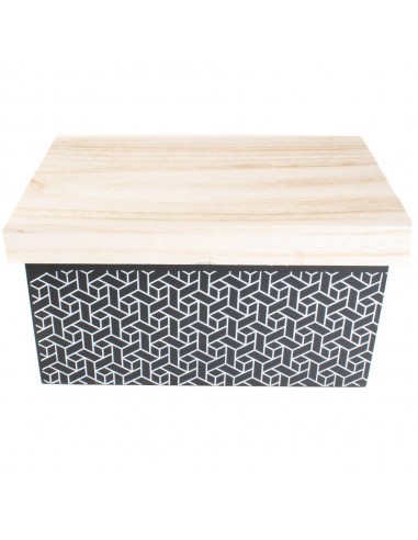 Scatola Geometrica nera con coperchio mis.L